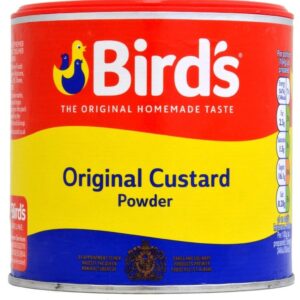 Bird's Custard Powder 300 gr. packed in a drum.